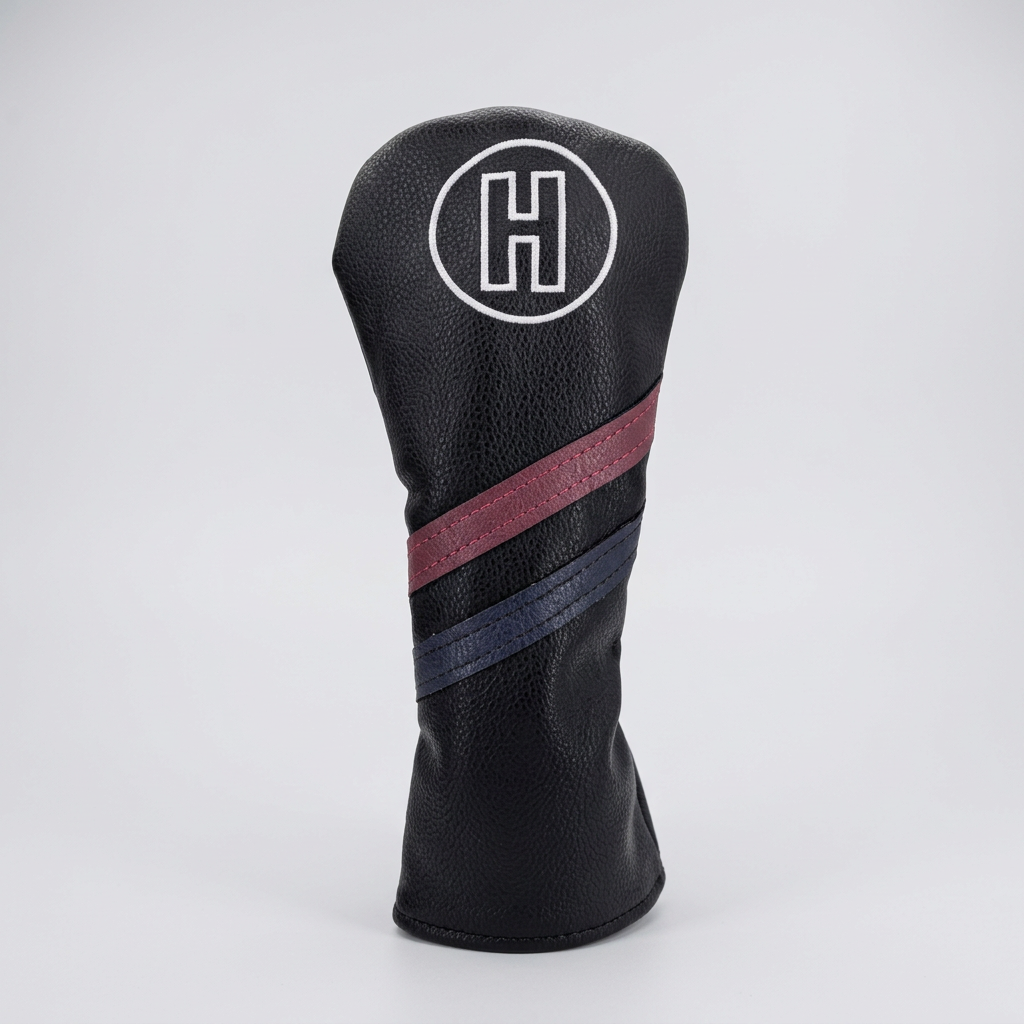 Black Dual Strip Golf Hybrid Head Cover
